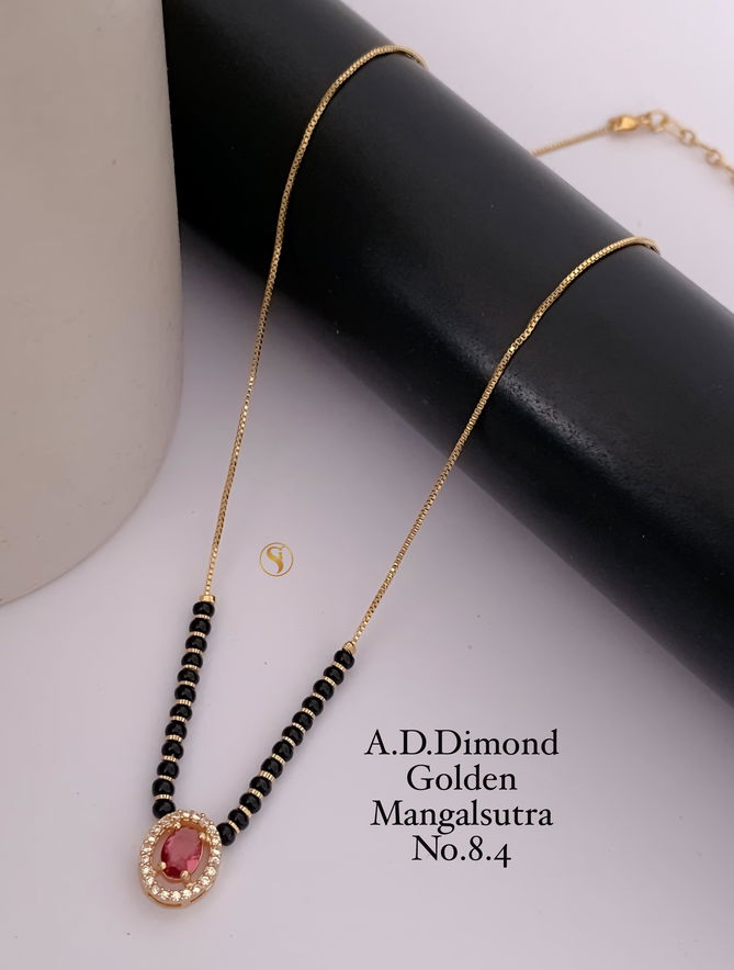 4 AD Diamond Daily Wear Golden Mangalsutra Dokiya Wholesale Shop In Surat
